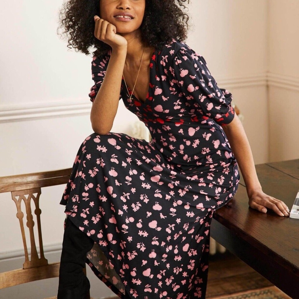 BODEN Eva Jersey Floral Print Midi Dress. Size: 8P - Picture 3 of 8